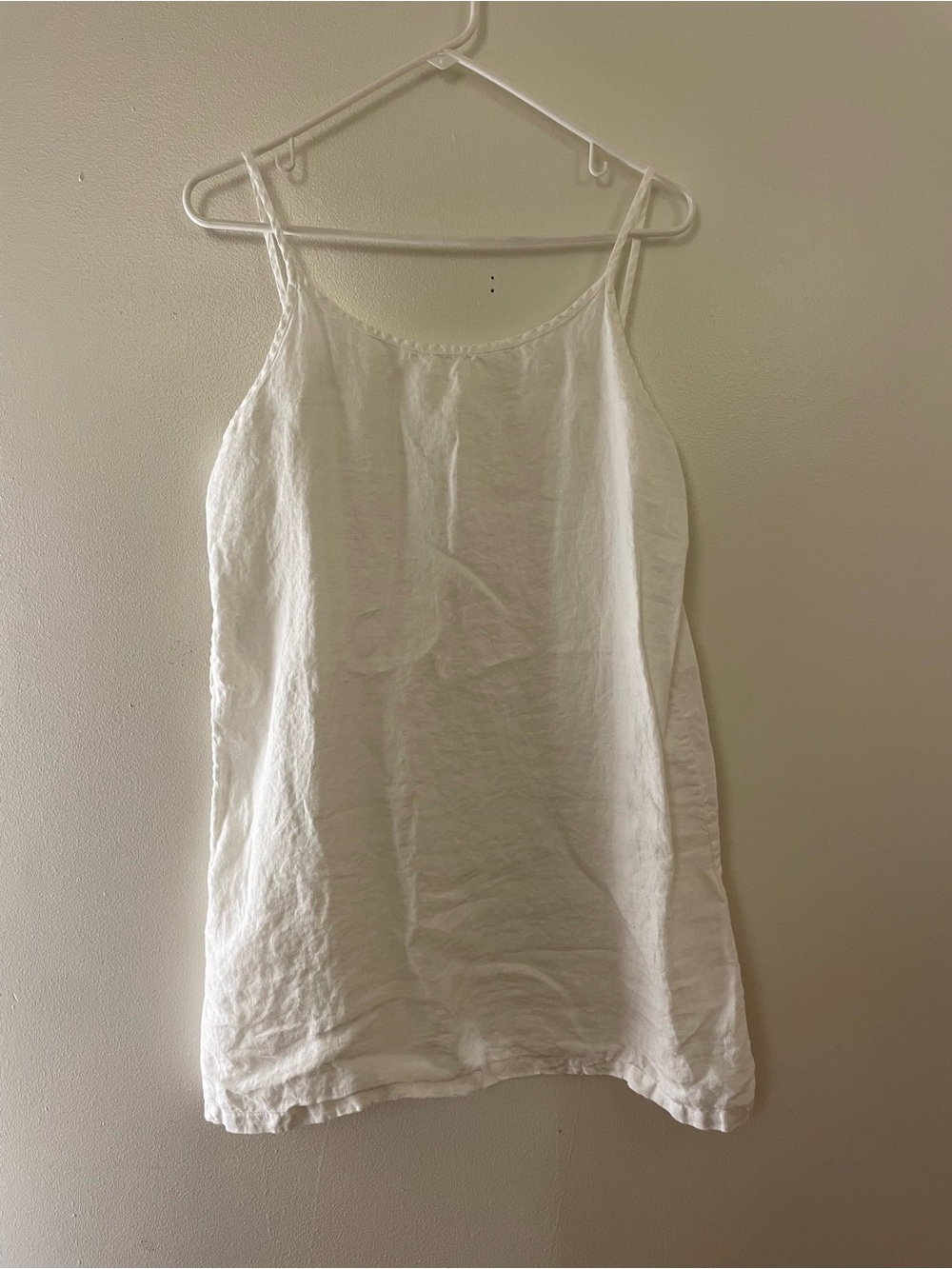 Women’s White Linen Midi Dress - Simple Slip Style